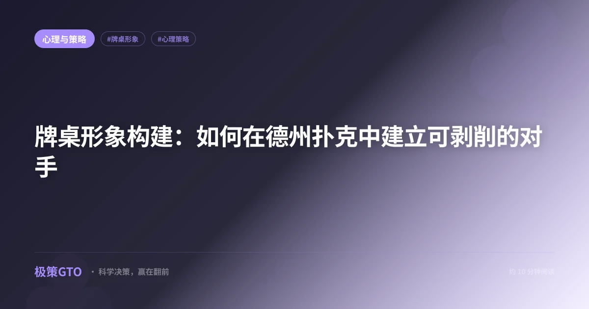 牌桌形象构建:如何在德州扑克中建立可剥削的对手