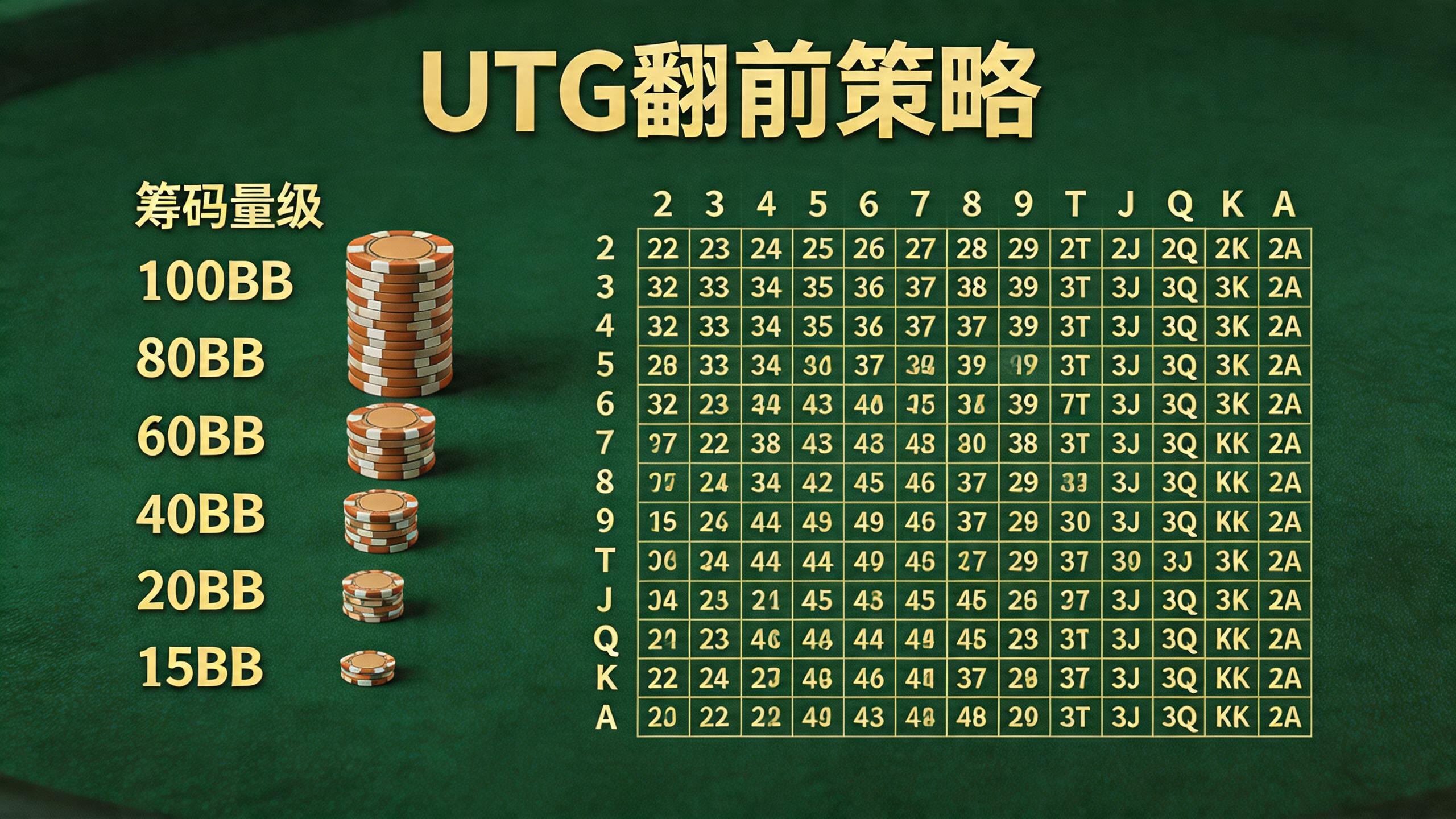 6-Max锦标赛UTG翻前策略:从100BB到15BB,范围如何演变