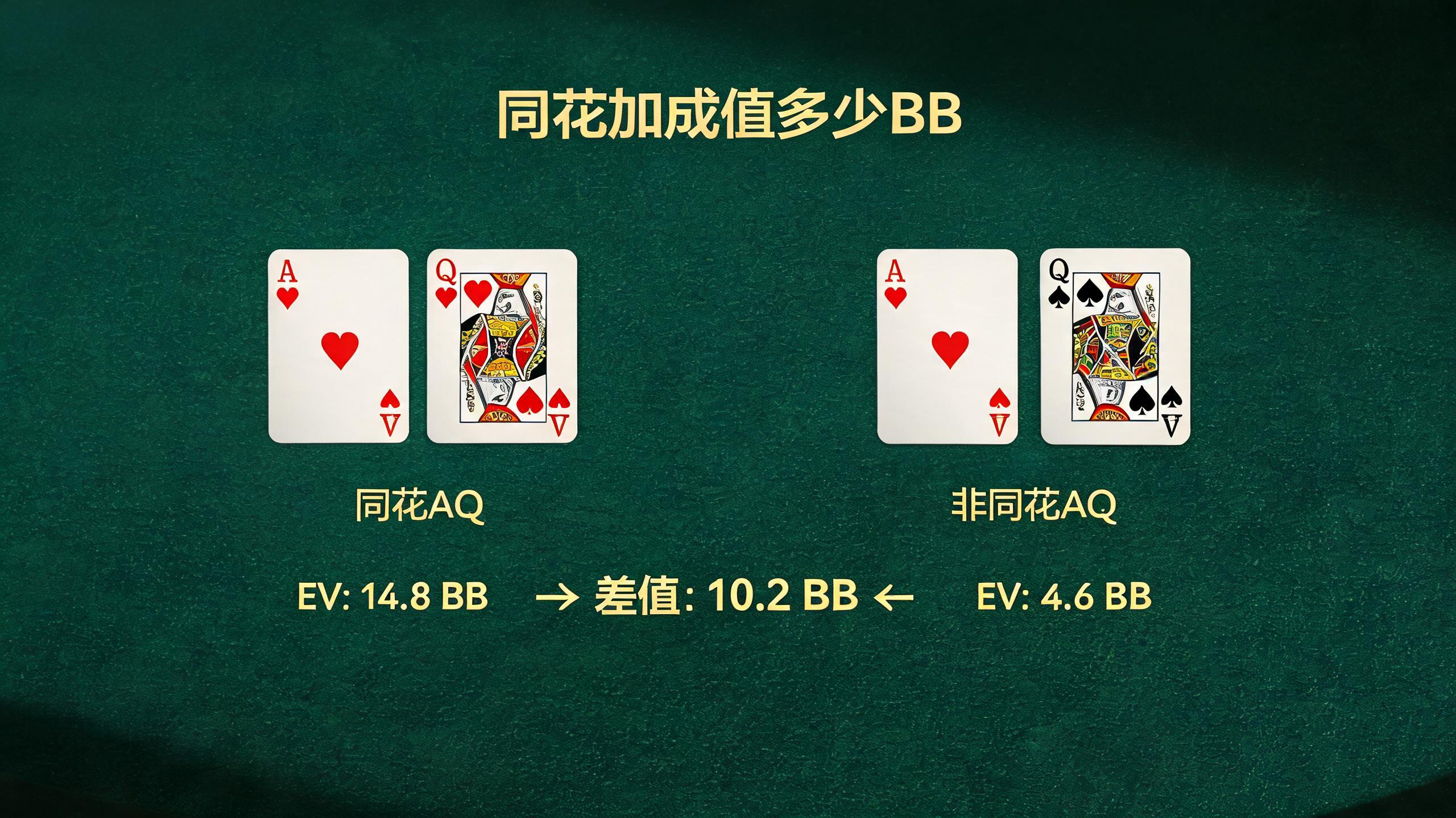 同花加成值多少BB?求解器数据揭开翻前手牌选择的真相