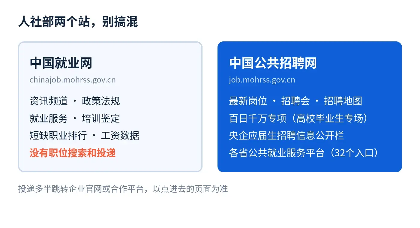 两个站的分工:政策培训门户 vs 公共招聘平台