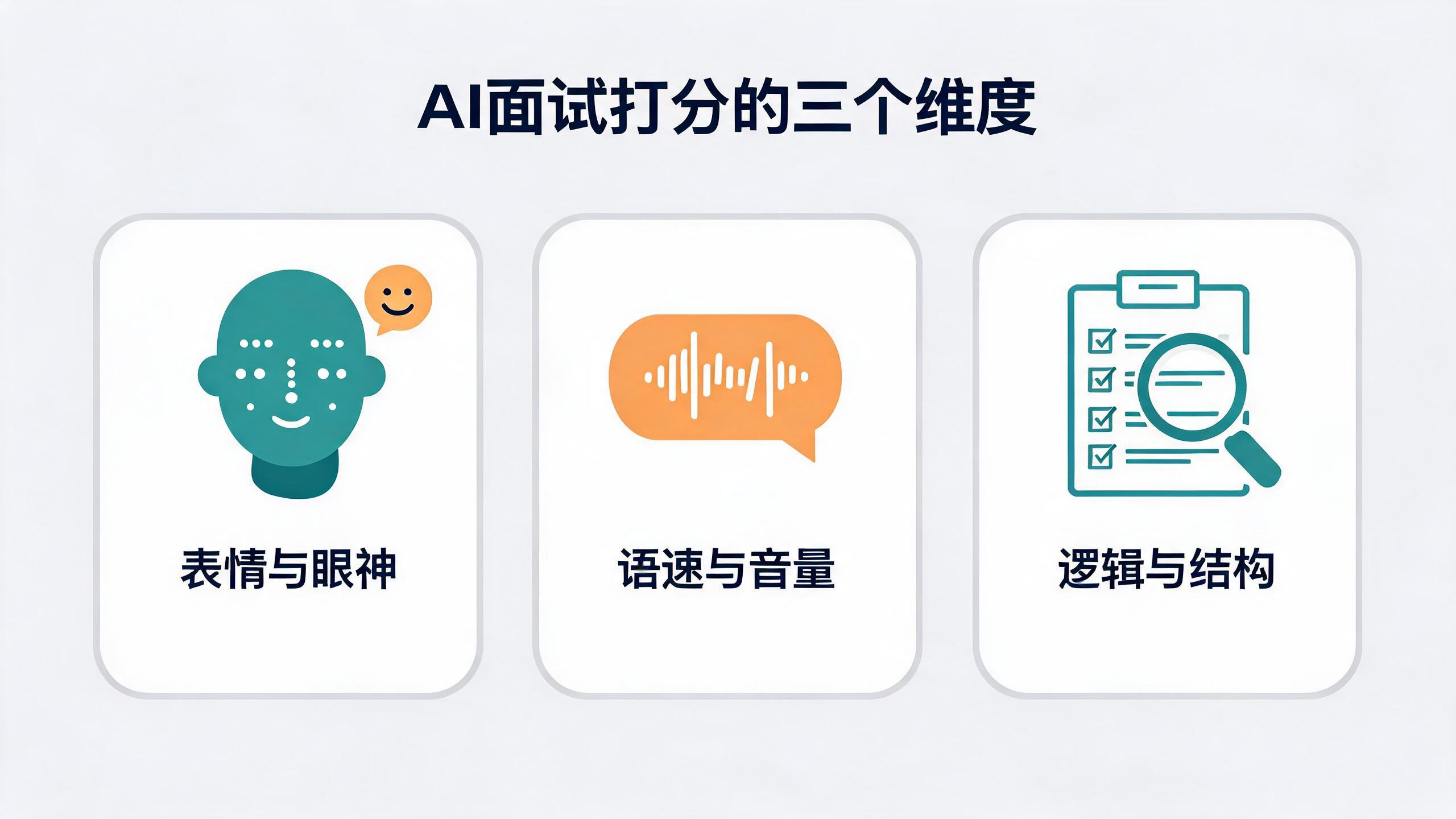 AI面试打分的三个维度：表情与眼神、语速与音量、逻辑与结构