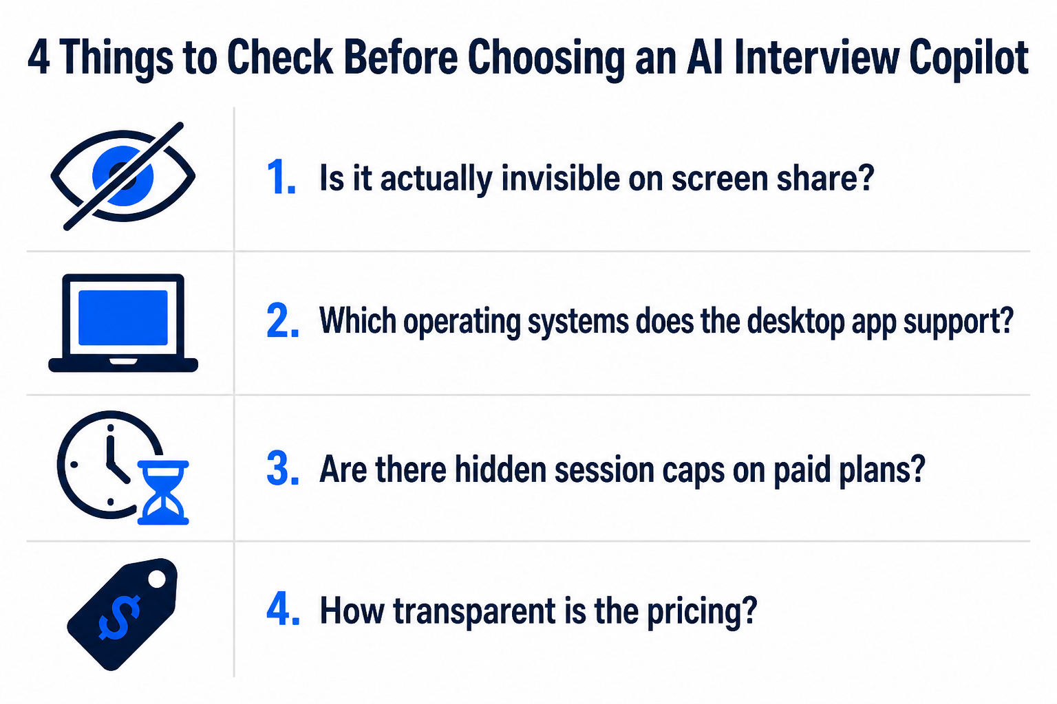 Checklist: 4 pontos para verificar antes de escolher um copiloto de IA para entrevistas
