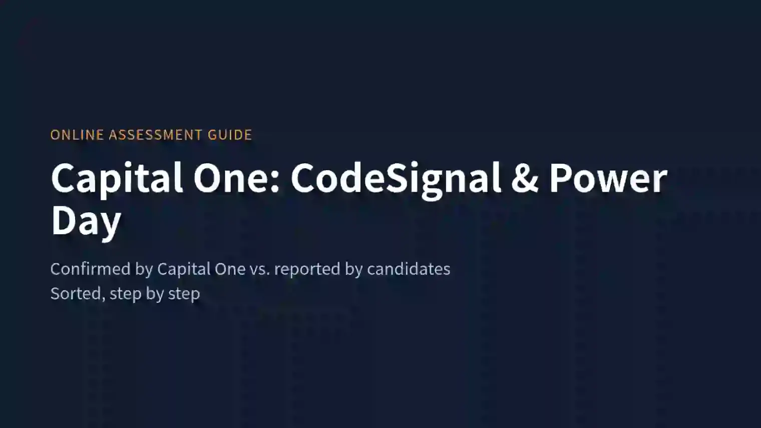 Capital One Tech Interview: CodeSignal, Virtual Job Tryout, and Power Day