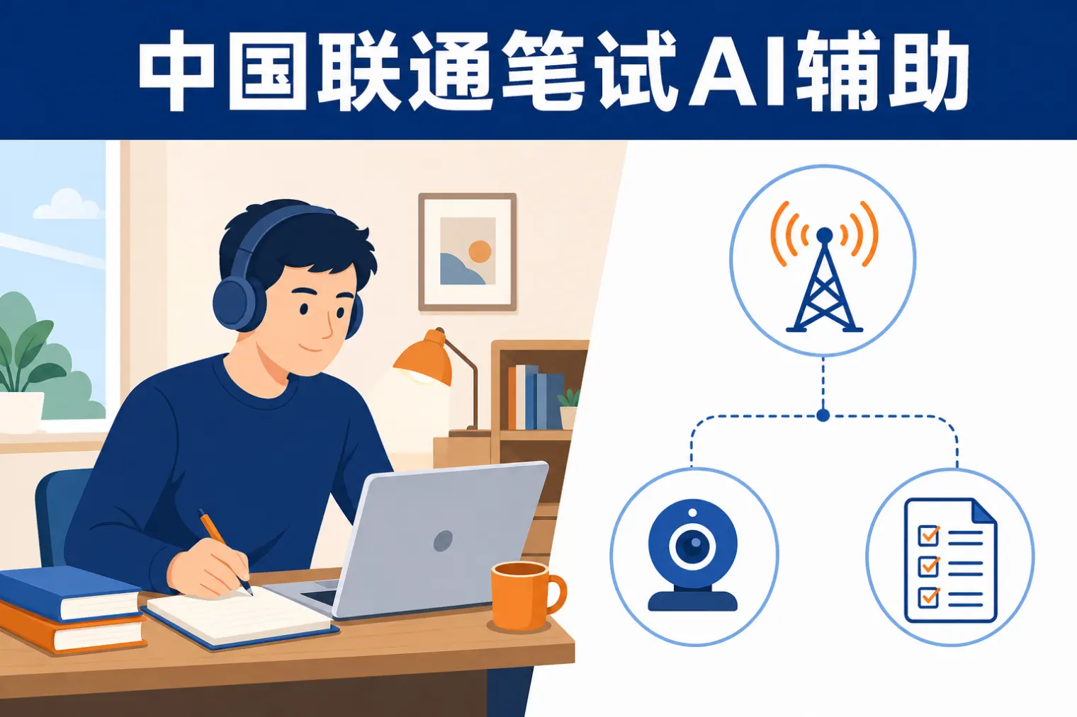 中国联通笔试怎么准备:双机位监考与AI辅助指南