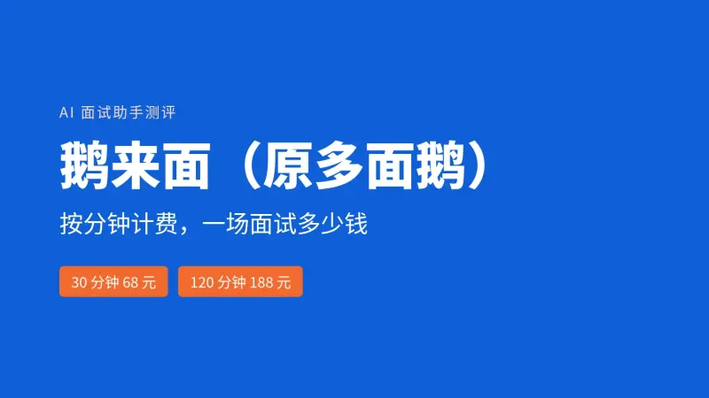 鹅来面(原多面鹅)测评:按分钟计费的AI面试助手,一场面试大概多少钱
