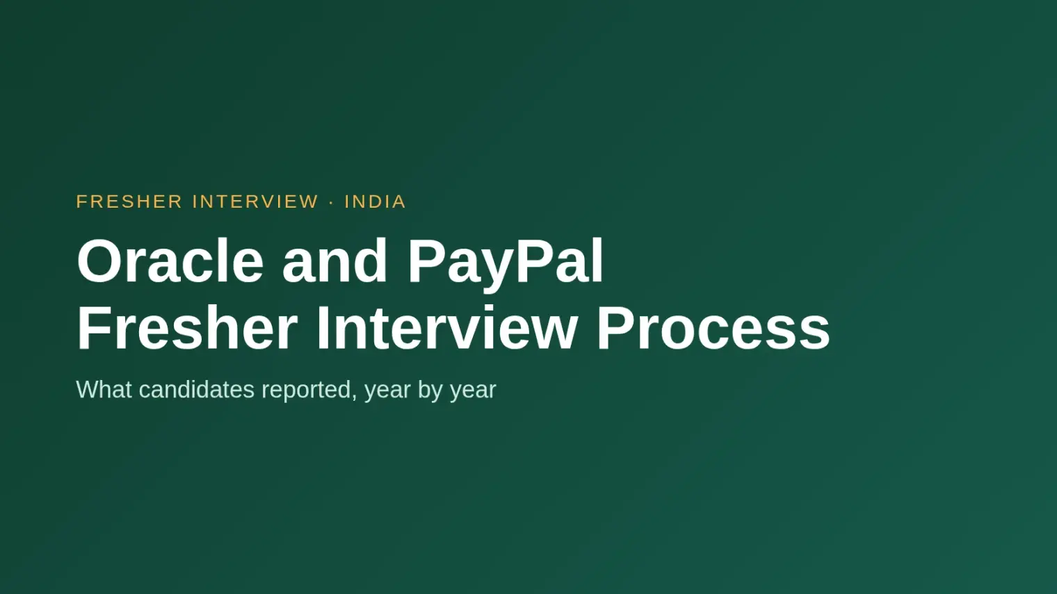 Oracle and PayPal Fresher Interview Process in India: What Candidates Reported, Year by Year