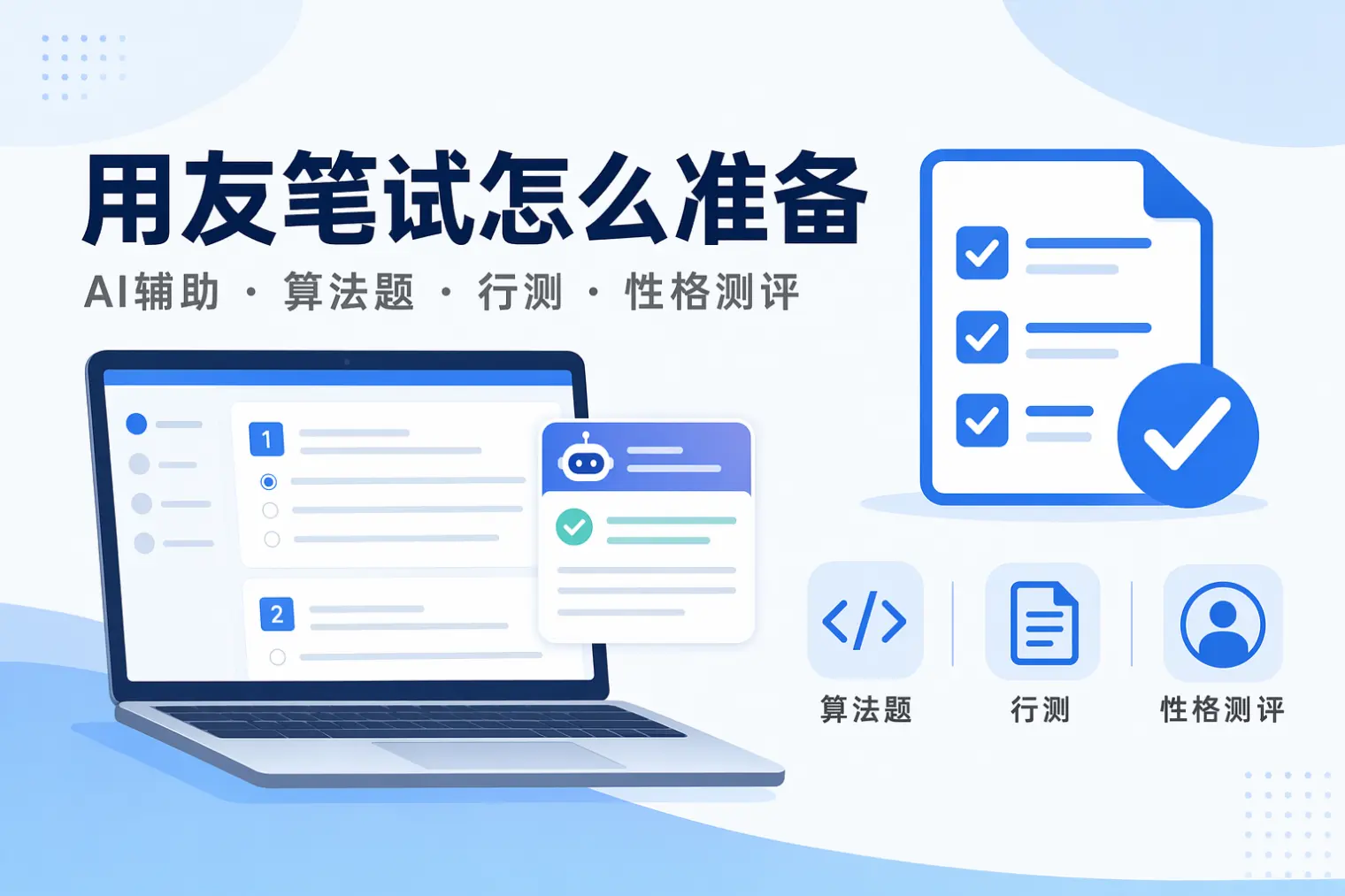 用友笔试怎么准备?技术岗算法题、行测和MAP性格测评AI辅助指南